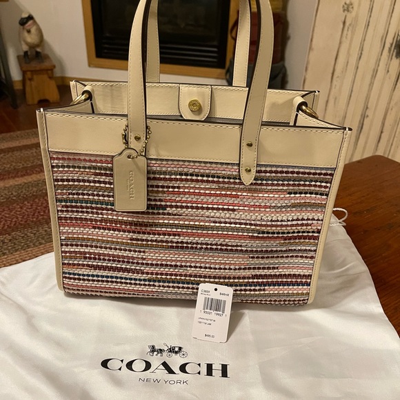 coach upwoven field tote